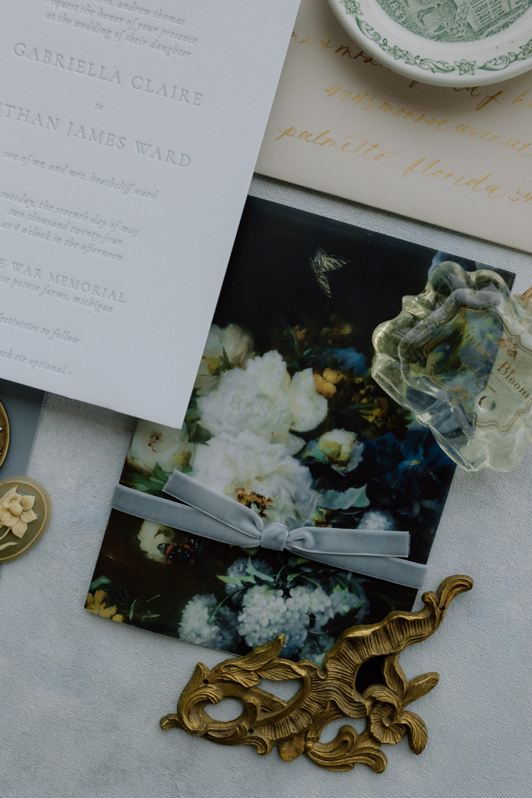 War Memorial Wedding, Detroit, MI Wedding Photographer, flat lay