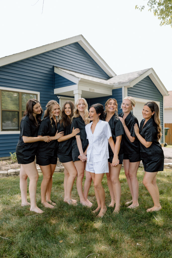 Wedding at Watersedge Wedding Venue in Columbus, Ohio, bridesmaids in pjs