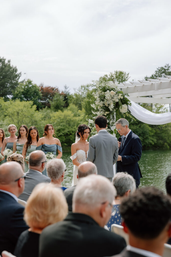 Watersedge wedding venue in Columbus, Ohio, bride during ceremony