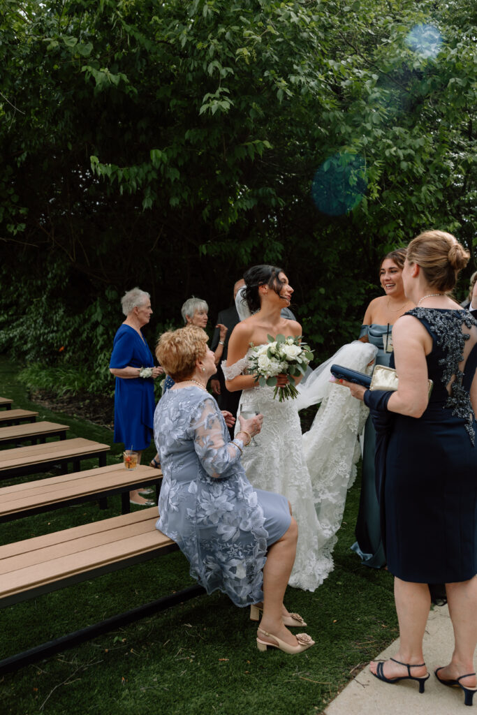 Watersedge wedding venue in Columbus, Ohio, bride with family