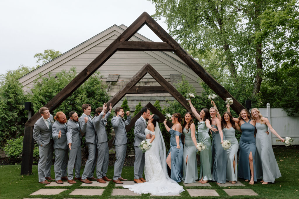 Watersedge wedding venue in Columbus, Ohio, full bridal party photo