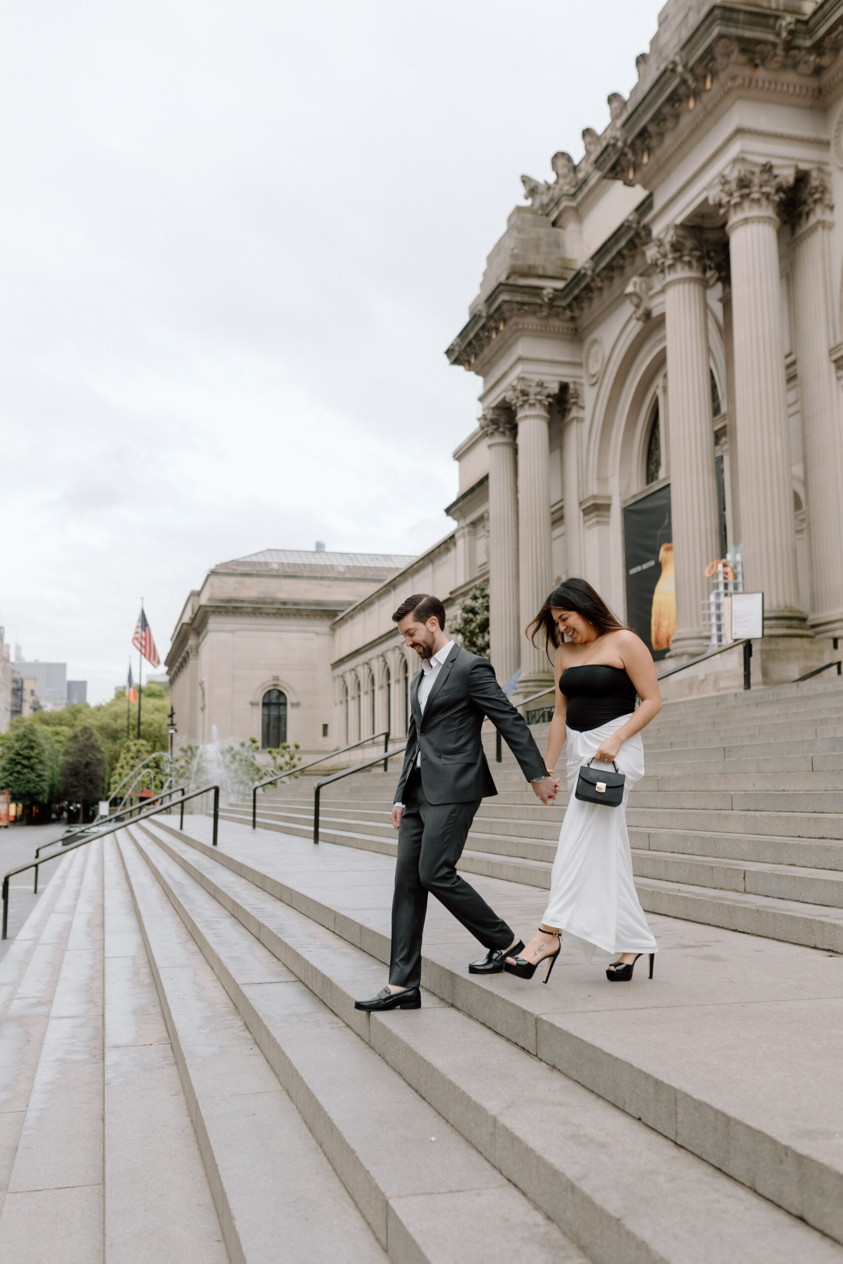 New York Engagement Session on The Met steps in New York City, NY. Central Park Engagement Session. New York Wedding Photographer.