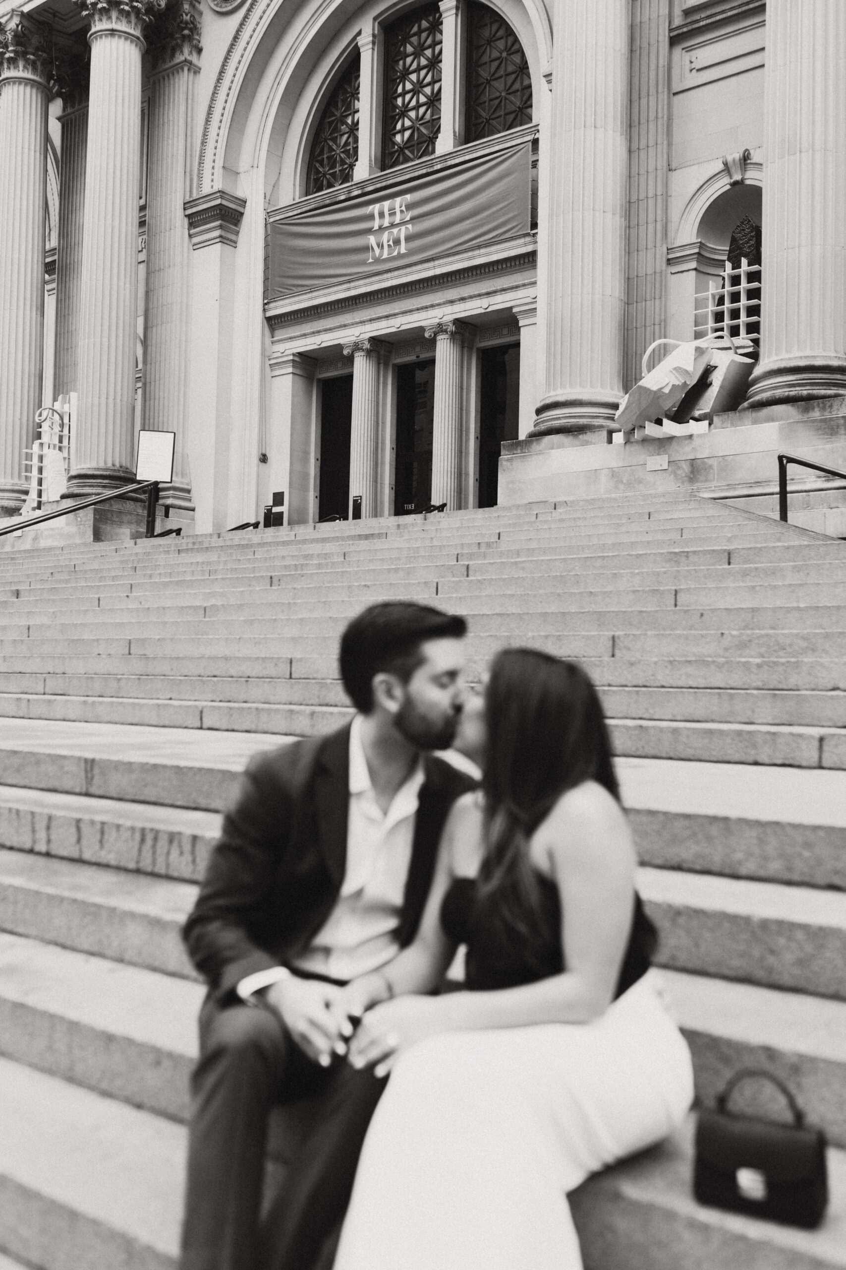 New York Engagement Session on The Met steps in New York City, NY. Central Park Engagement Session. New York Wedding Photographer.