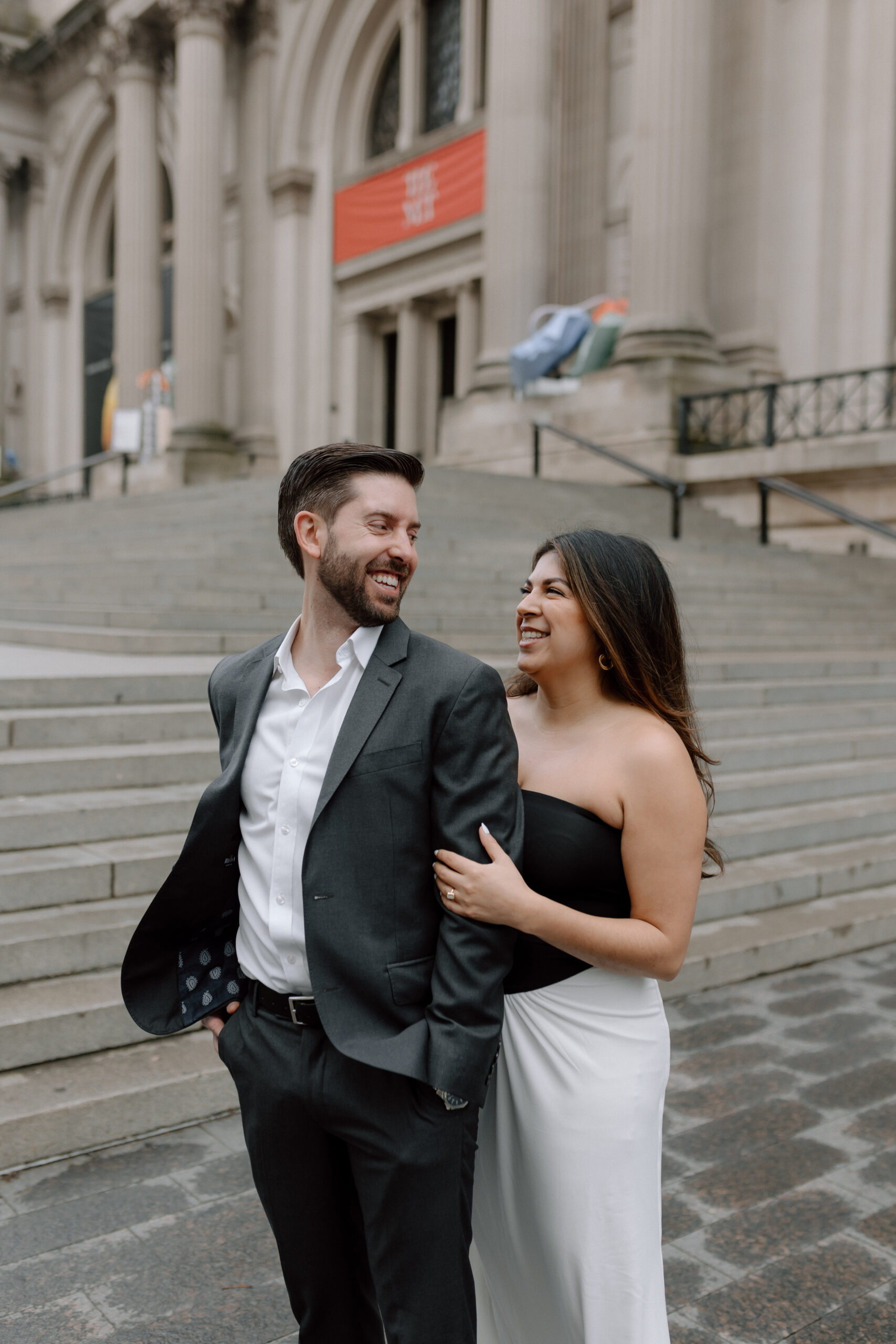 New York Engagement Session on The Met steps in New York City, NY. Central Park Engagement Session. New York Wedding Photographer.