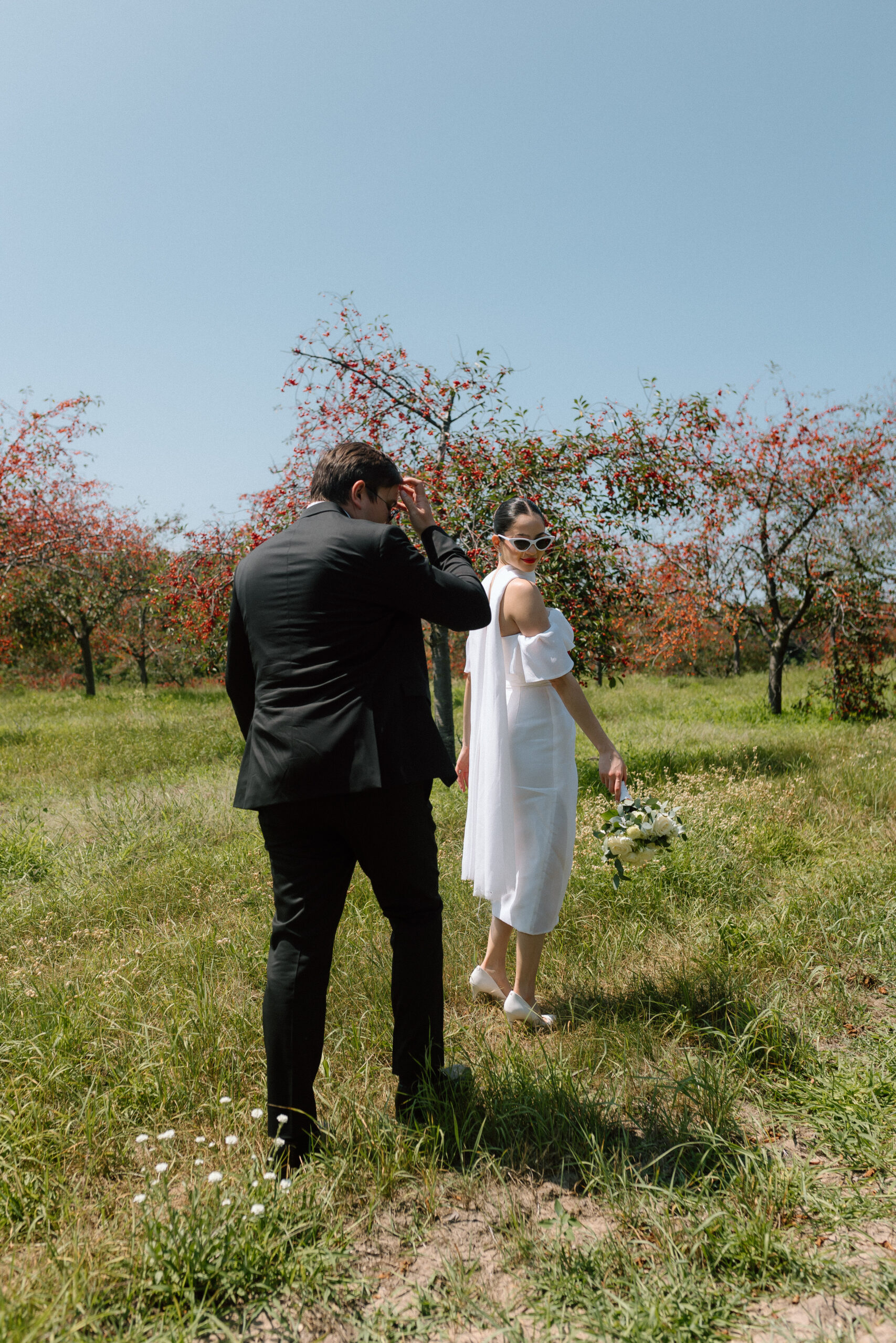 Traverse City, MI timeless and classic wedding portraits during an elopement with Porsche. 