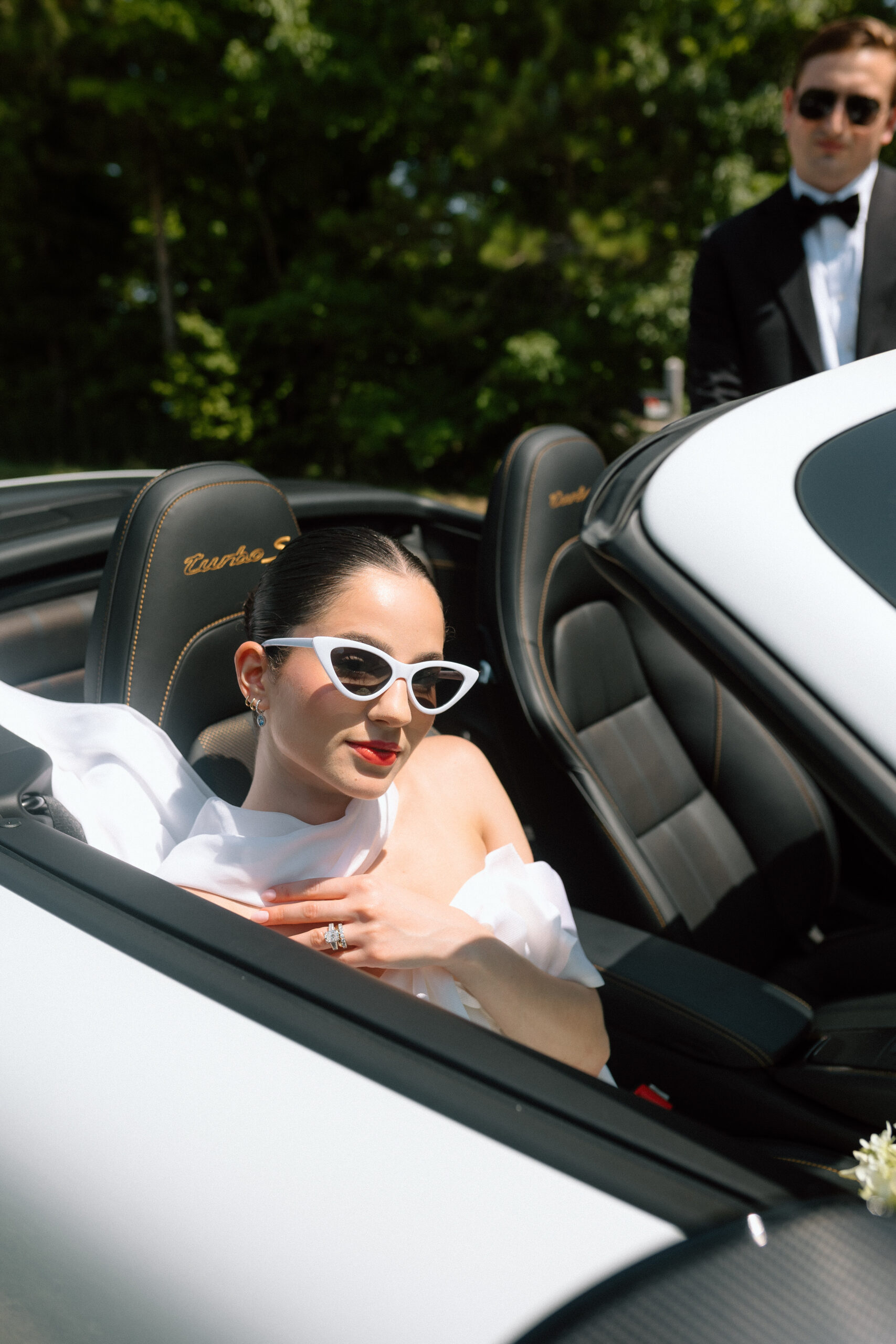 Traverse City, MI timeless and classic wedding portraits during an elopement with Porsche. 