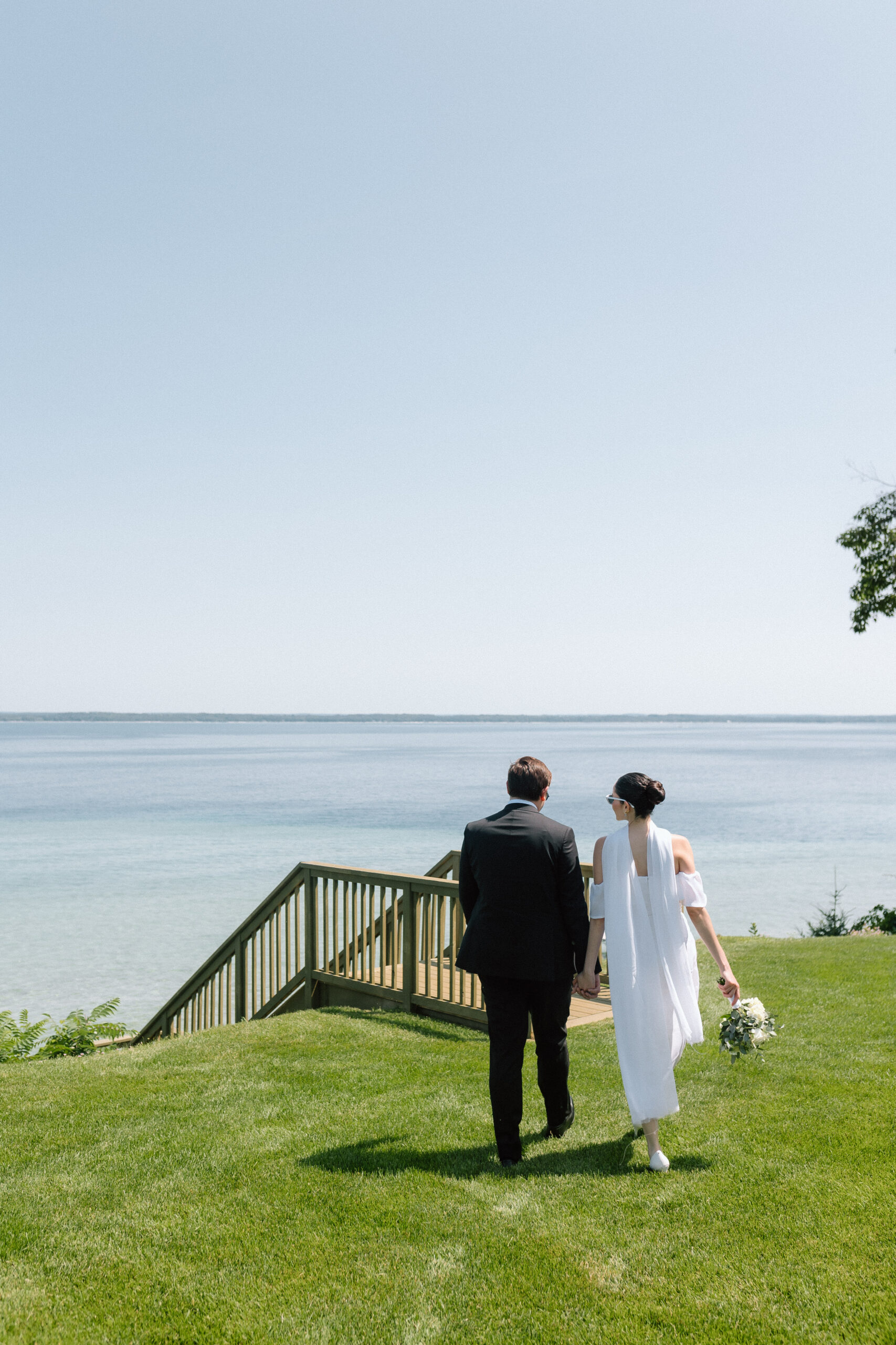 Traverse City, MI timeless and classic wedding portraits during an elopement with Porsche. 