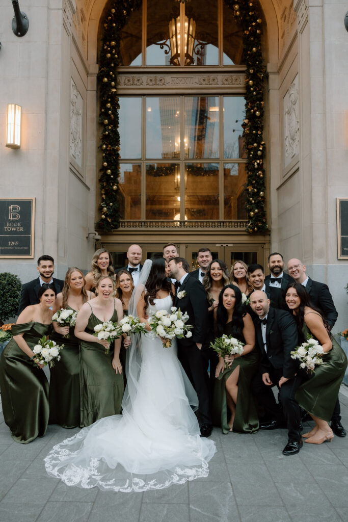 Bride and Groom at the Book Tower Wedding Venue, Detroit Wedding Photography