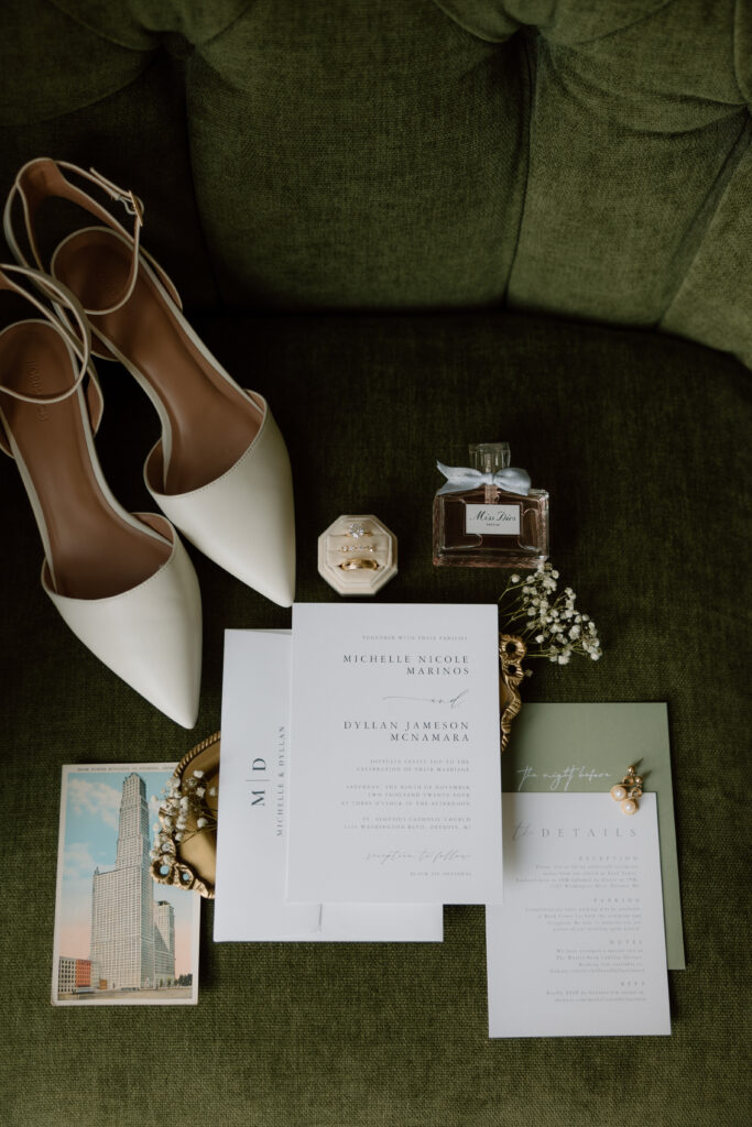 Bride and Groom in downtown Detroit, MI at Book Tower with Anthology Events, Detroit Wedding Photography