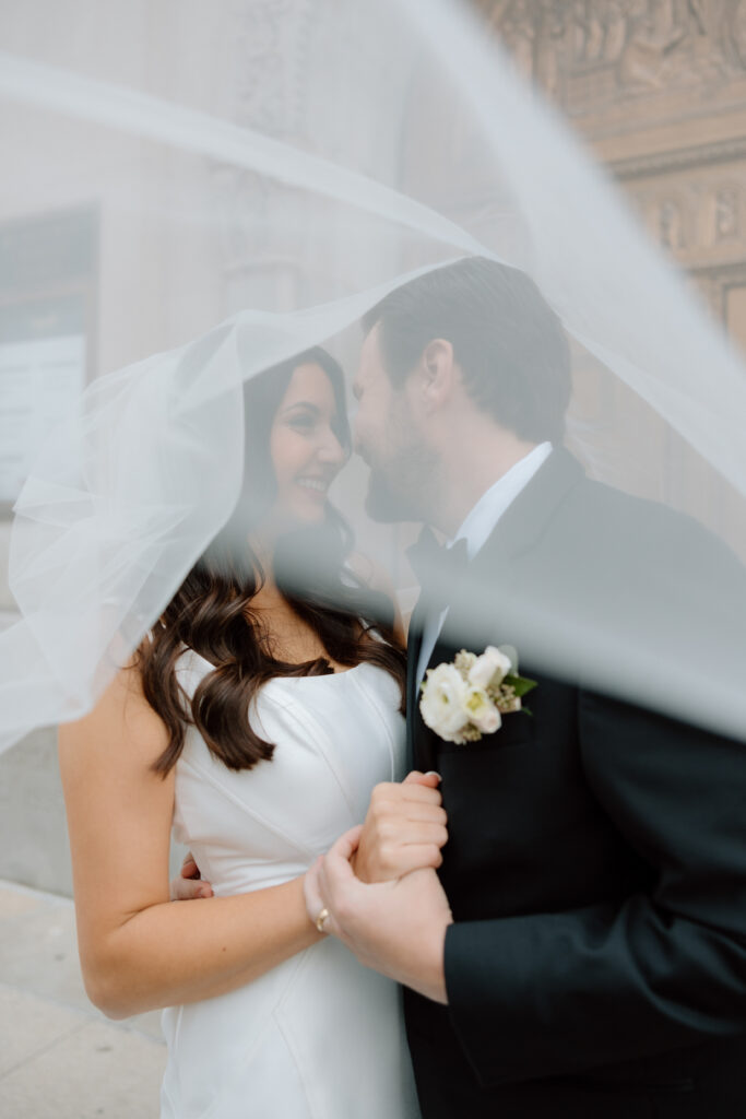 Bride and Groom in downtown Detroit, MI at Book Tower with Anthology Events, Detroit Wedding Photography