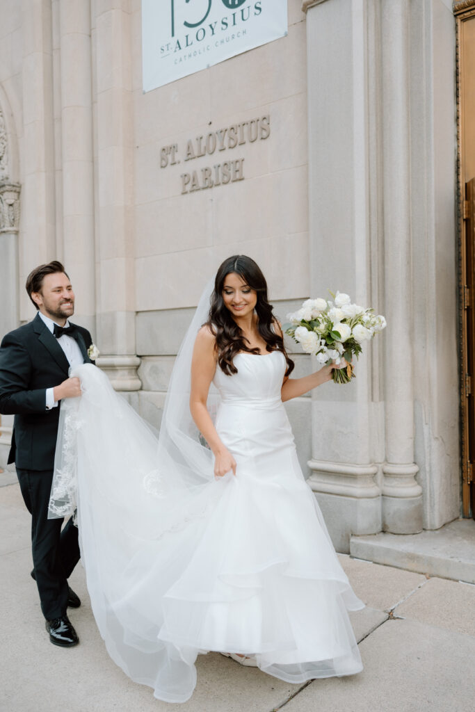 Bride and Groom in downtown Detroit, MI at Book Tower with Anthology Events, Detroit Wedding Photography