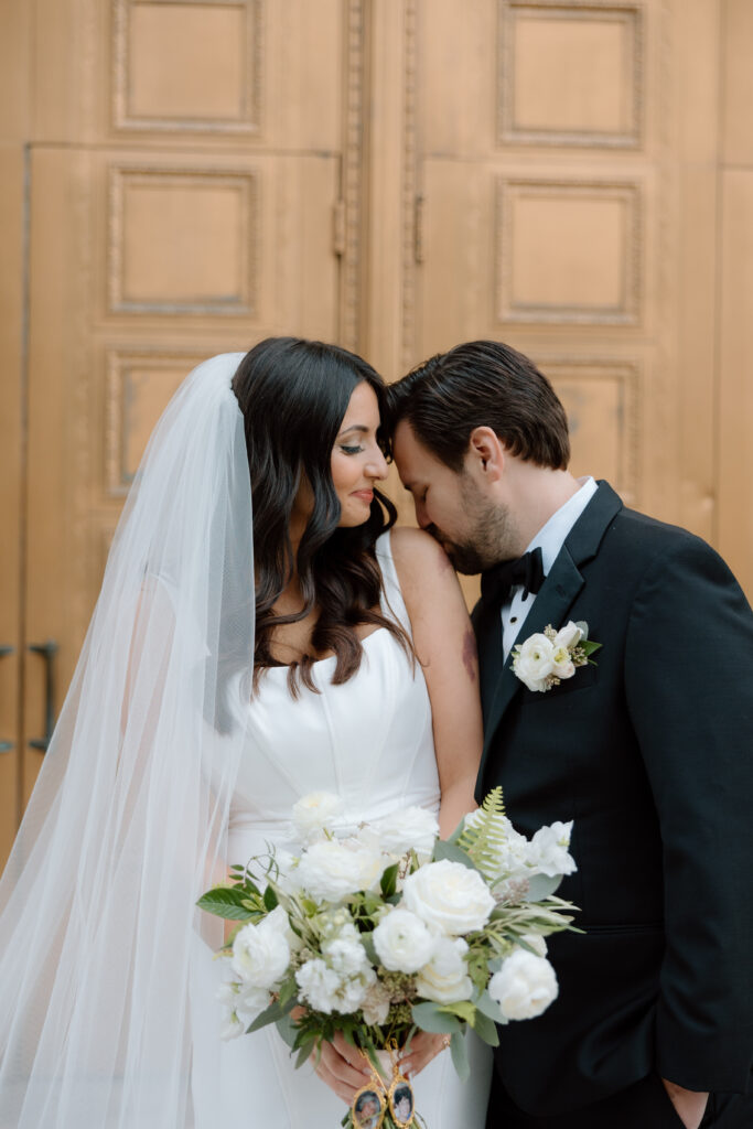 Bride and Groom in downtown Detroit, MI at Book Tower with Anthology Events, Detroit Wedding Photography