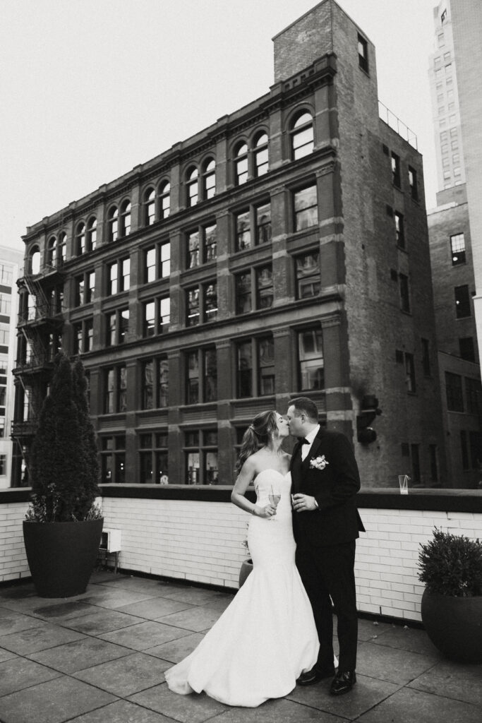 Bride and Groom at the Shinola Hotel, Detroit Wedding Photography