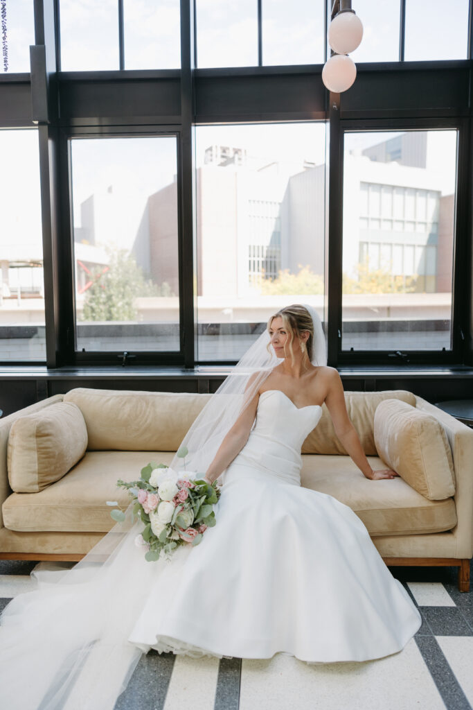 Bride and Groom at the Shinola Hotel, Detroit Wedding Photography